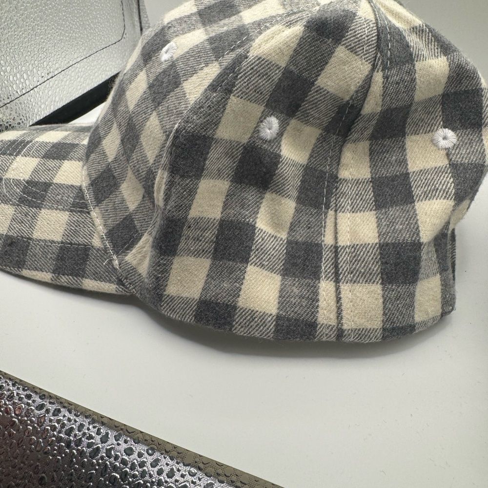 Gray and Cream Checkered Cap great for fall time - Picture 2 of 6
